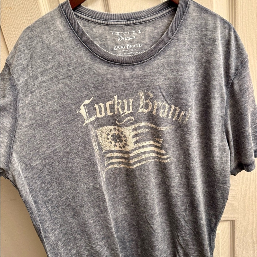 Lucky Brand Venice Burnout Cotton/Poly-Blend Graphic T-Shirt, Blue, XL